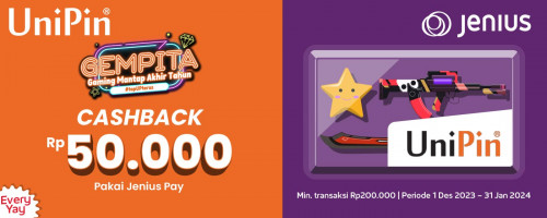 Top Up Game di UniPin Dapatkan Cashback Rp50.000 Pakai JeniusPay!